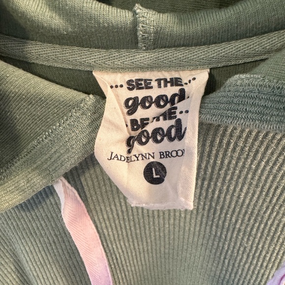 Green Hooded Sweatshirt with Ombré Drawstrings - Picture 3 of 5